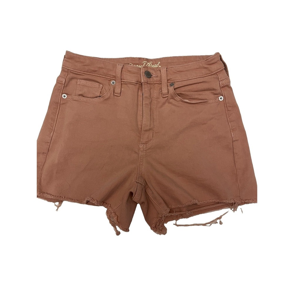 Universal Thread High Rise Midi Women's Shorts Stretchy Brown Freyed Hem Sz 4
